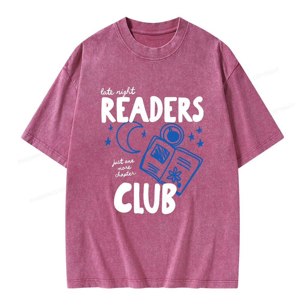 Pagewings Late Night Readers Club Unisex Washed T-shirt