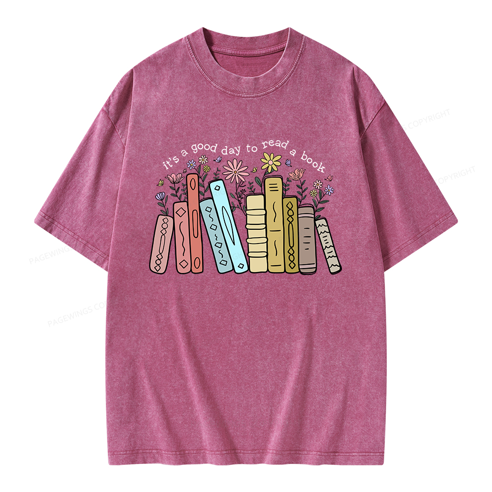 Pagewings It's A Good Day To Read A Book Unisex Washed T-shirt