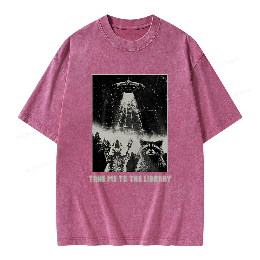 Pagewings Take Me To The Library Unisex Washed T-shirt