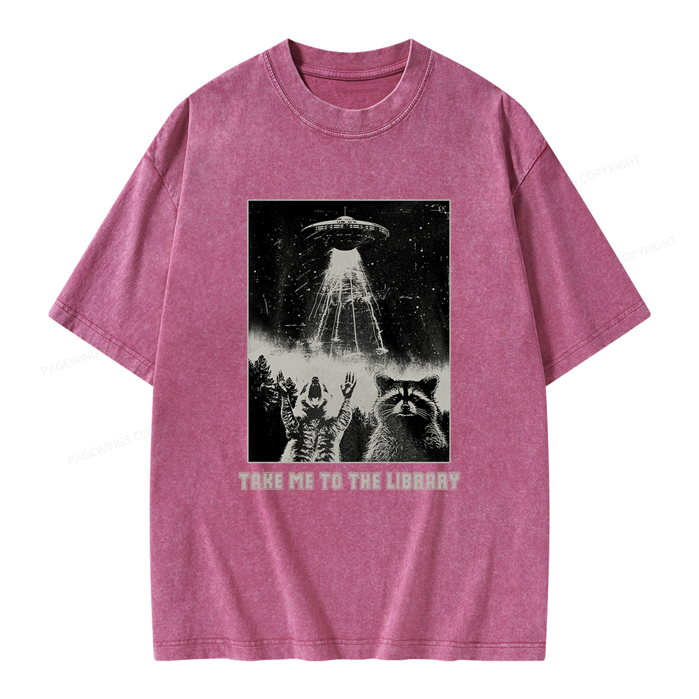 Pagewings Take Me To The Library Unisex Washed T-shirt