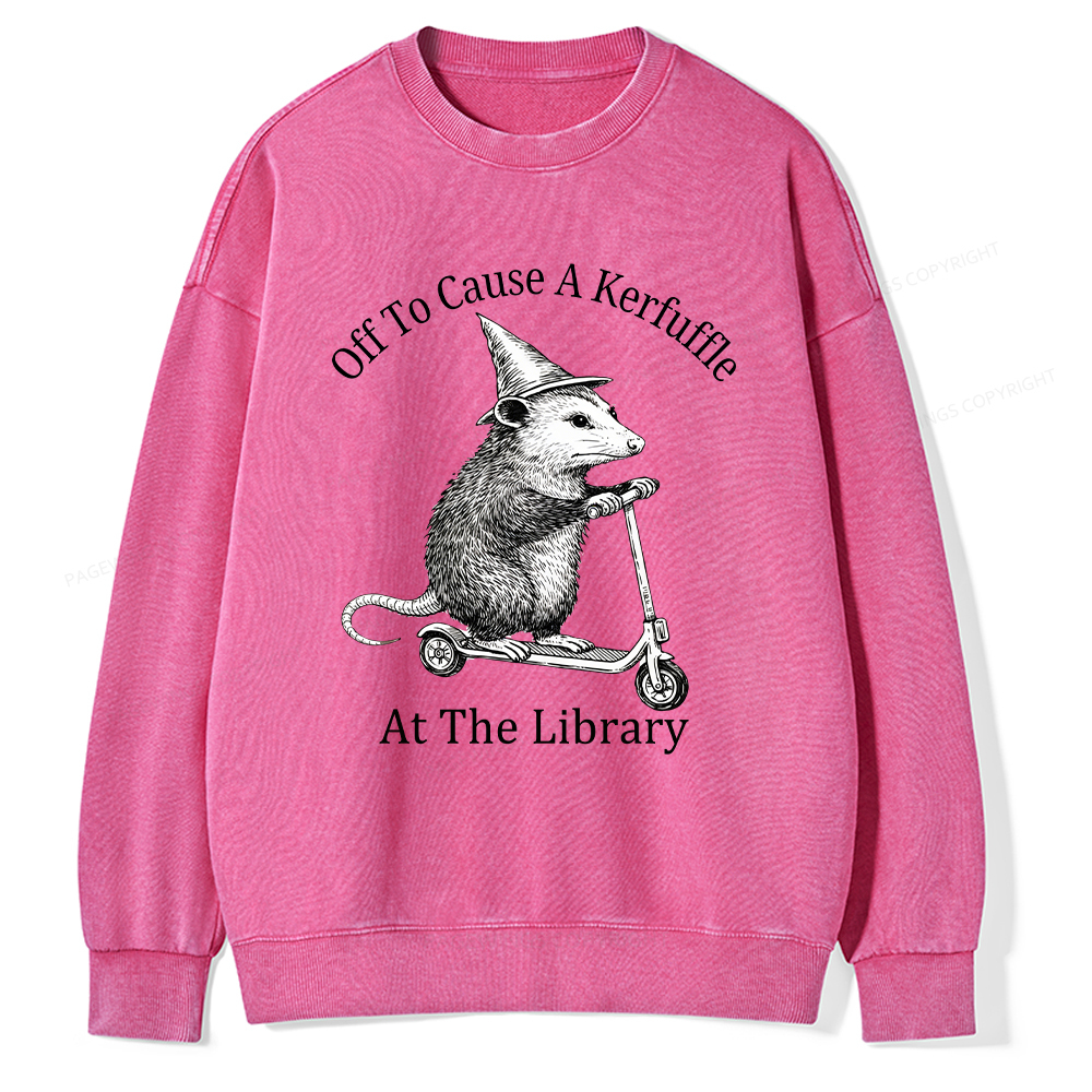 Pagewings Off To Cause A Kerfuffle Unisex Washed Sweatshirt