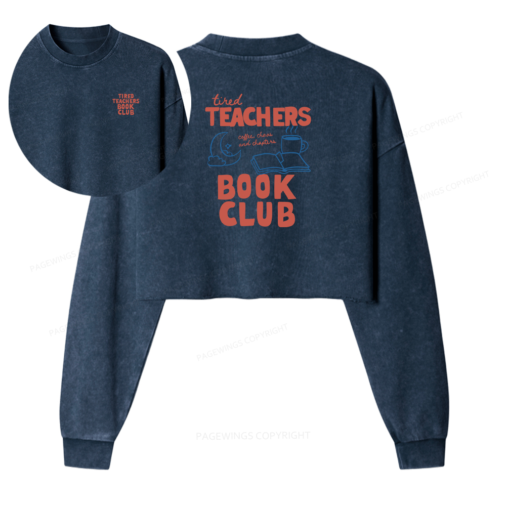 Pagewings Teachers Book Club Washed Crop Sweatshirt