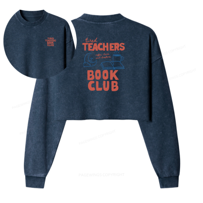 Pagewings Teachers Book Club Washed Crop Sweatshirt