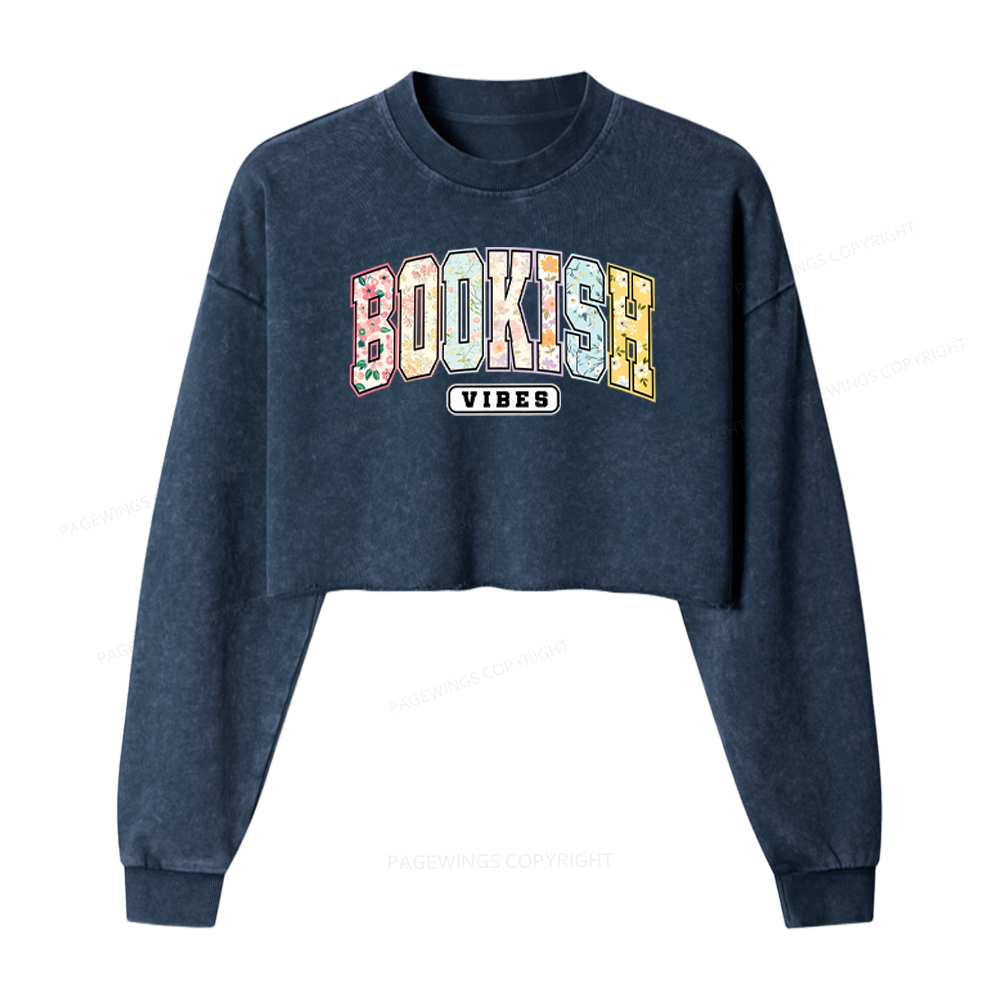Pagewings Bookish Washed Crop Sweatshirt