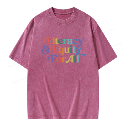 Pagewings Literacy & Equity For All Unisex Washed T-shirt