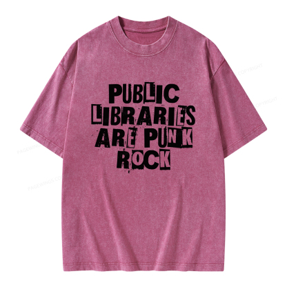 Pagewings Public Libraries Are Punk Rock Unisex Washed T-shirt