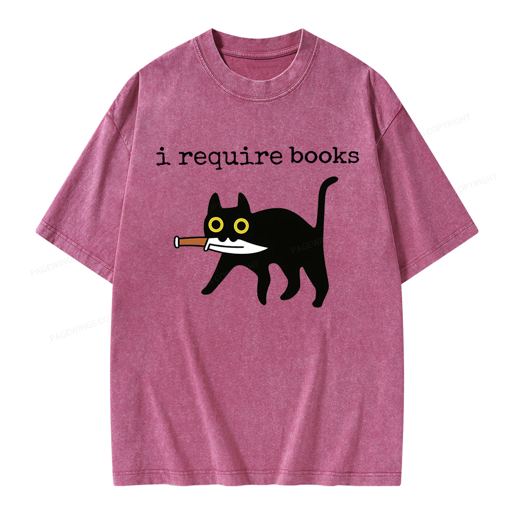 Pagewings I Require Books Unisex Washed T-shirt