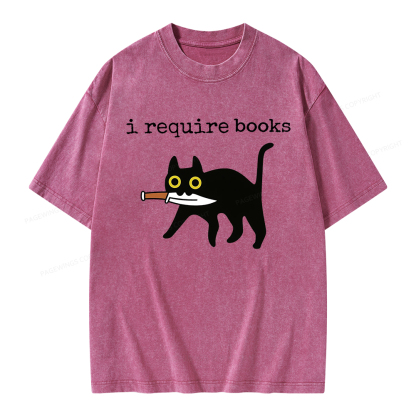 Pagewings I Require Books Unisex Washed T-shirt