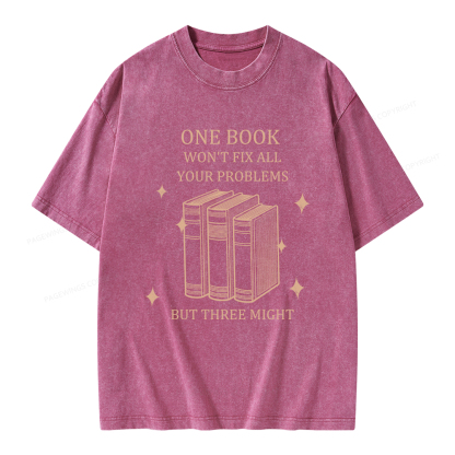 Pagewings One Book Won't Fix All Your Problems But Three Might Unisex Washed T-shirt