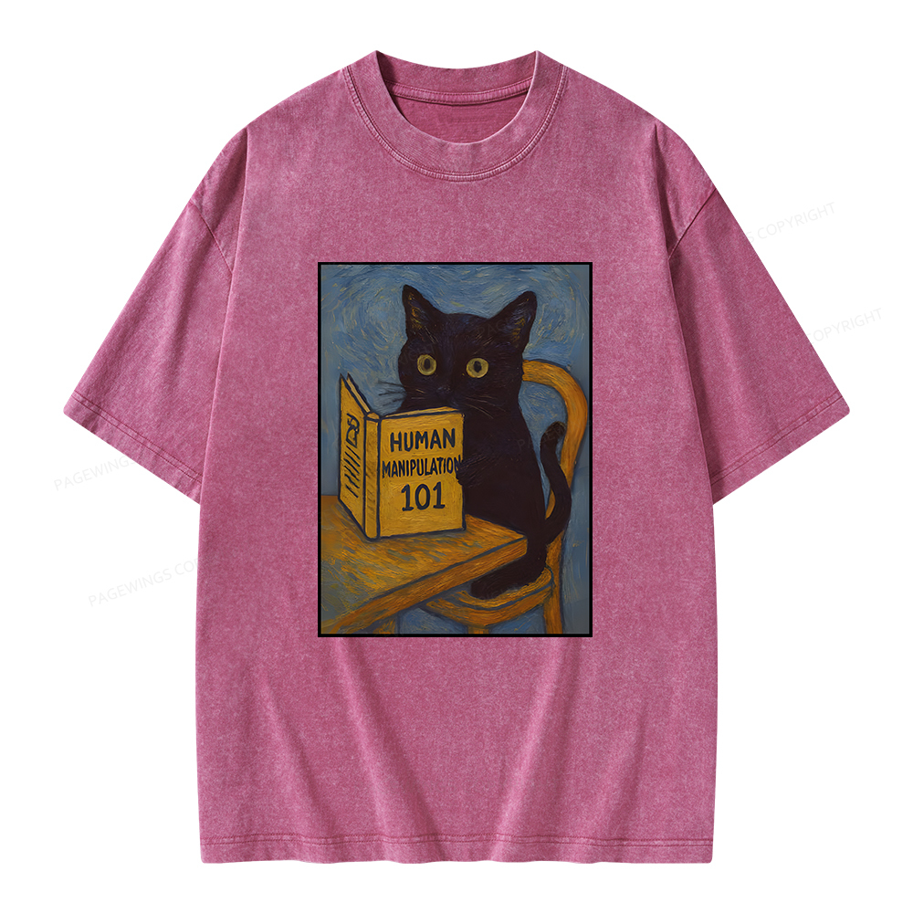 Pagewings Funny Cat Unisex Washed T-shirt