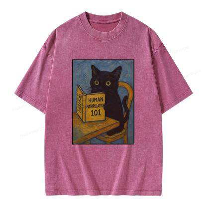 Pagewings Funny Cat Unisex Washed T-shirt