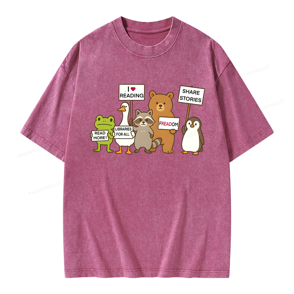 Pagewings Libraries For All Unisex Washed T-shirt