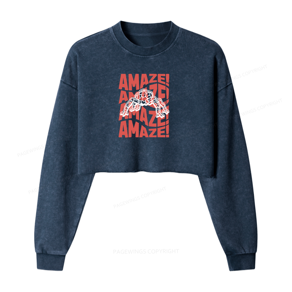 Pagewings Sci-Fi Book Lover Washed Crop Sweatshirt