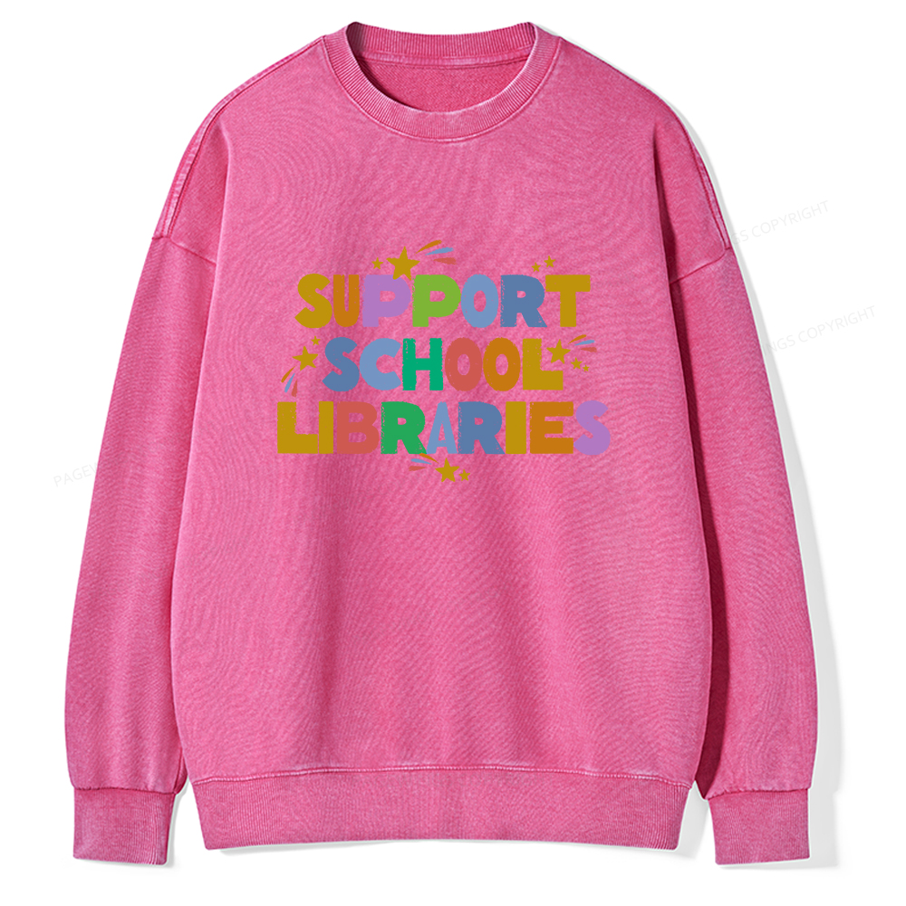 Pagewings Support School Libraries Unisex Washed Sweatshirt