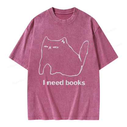 Pagewings I Need Books Unisex Washed T-shirt