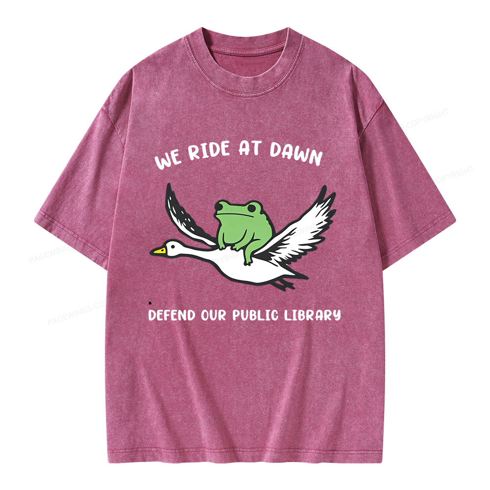 Pagewings We Ride at Dawn Unisex Washed T-shirt