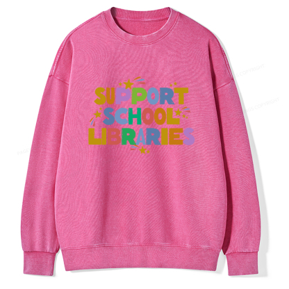 Pagewings Support School Libraries Unisex Washed Sweatshirt