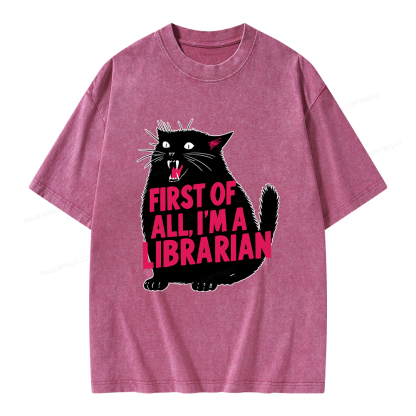 Pagewings First of All I'm a Librarian Unisex Washed T-shirt