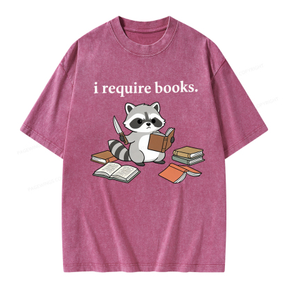 Pagewings I Require Books Unisex Washed T-shirt