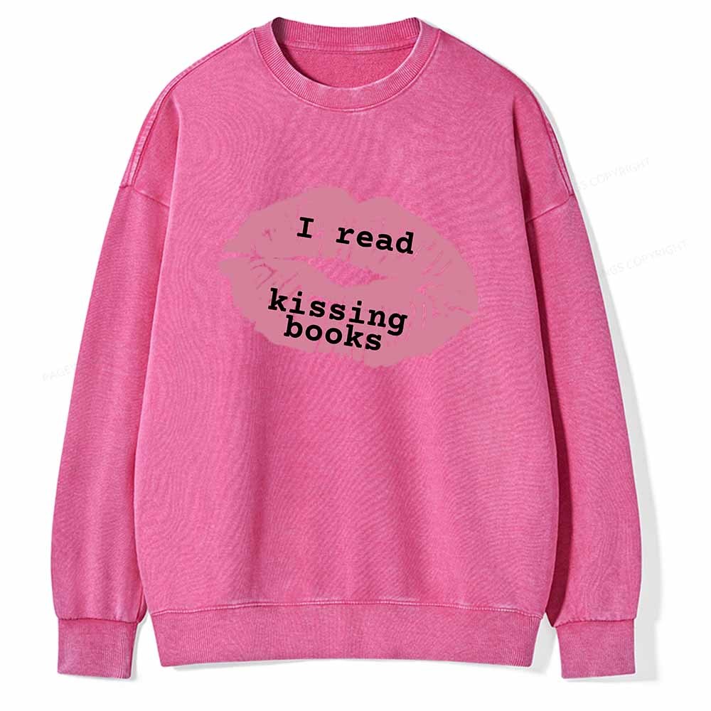 Pagewings I read kissing books Unisex Washed Sweatshirt
