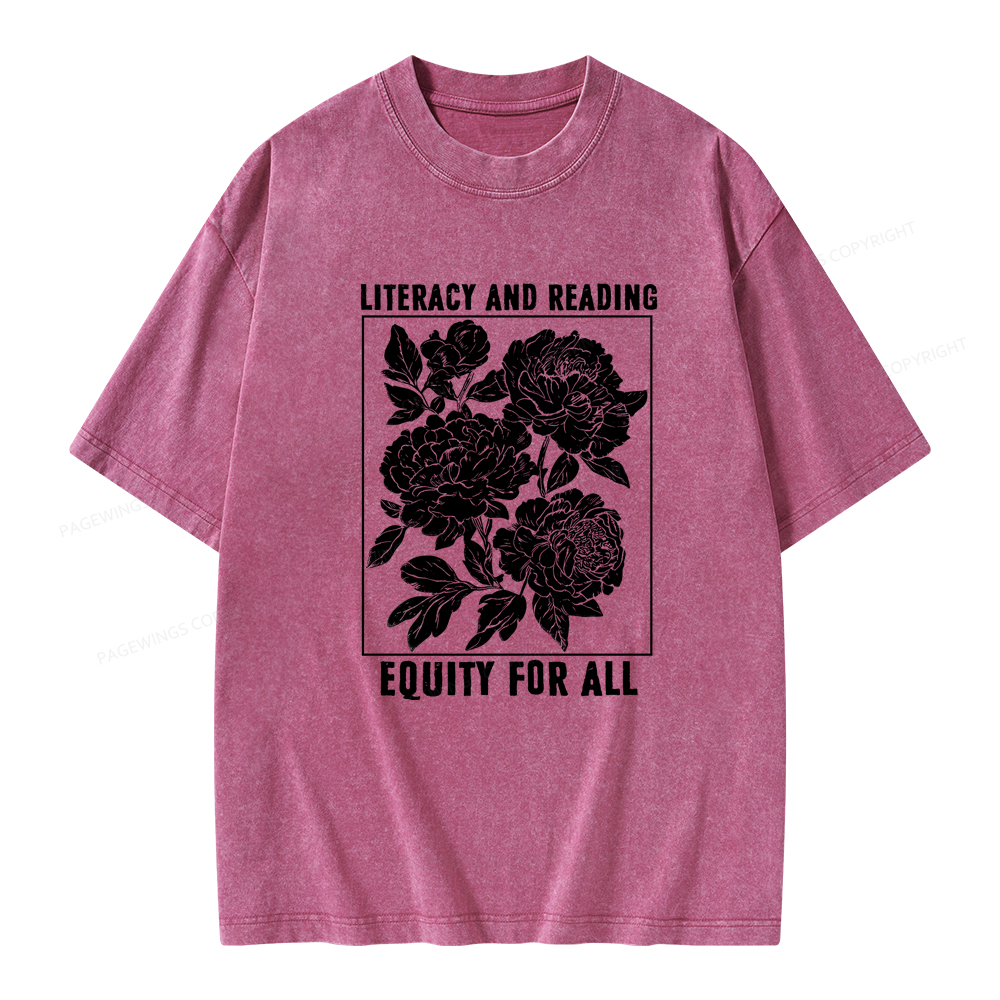 Pagewings Literacy And Reading Equity For All Unisex Washed T-shirt