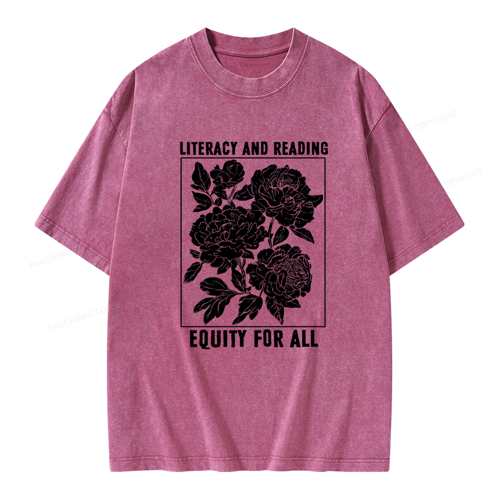 Pagewings Literacy And Reading Equity For All Unisex Washed T-shirt