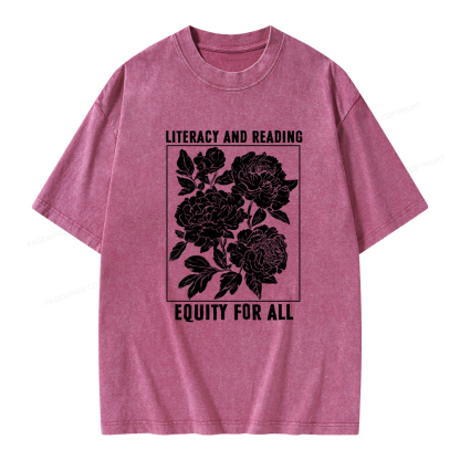 Pagewings Literacy And Reading Equity For All Unisex Washed T-shirt