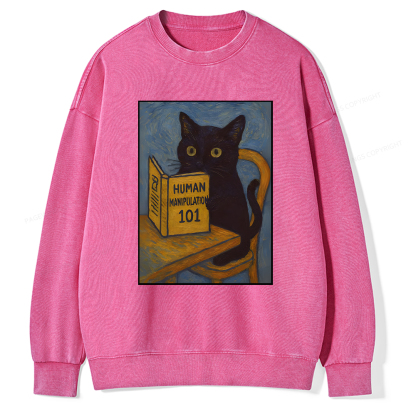 Pagewings Funny Cat Unisex Washed Sweatshirt