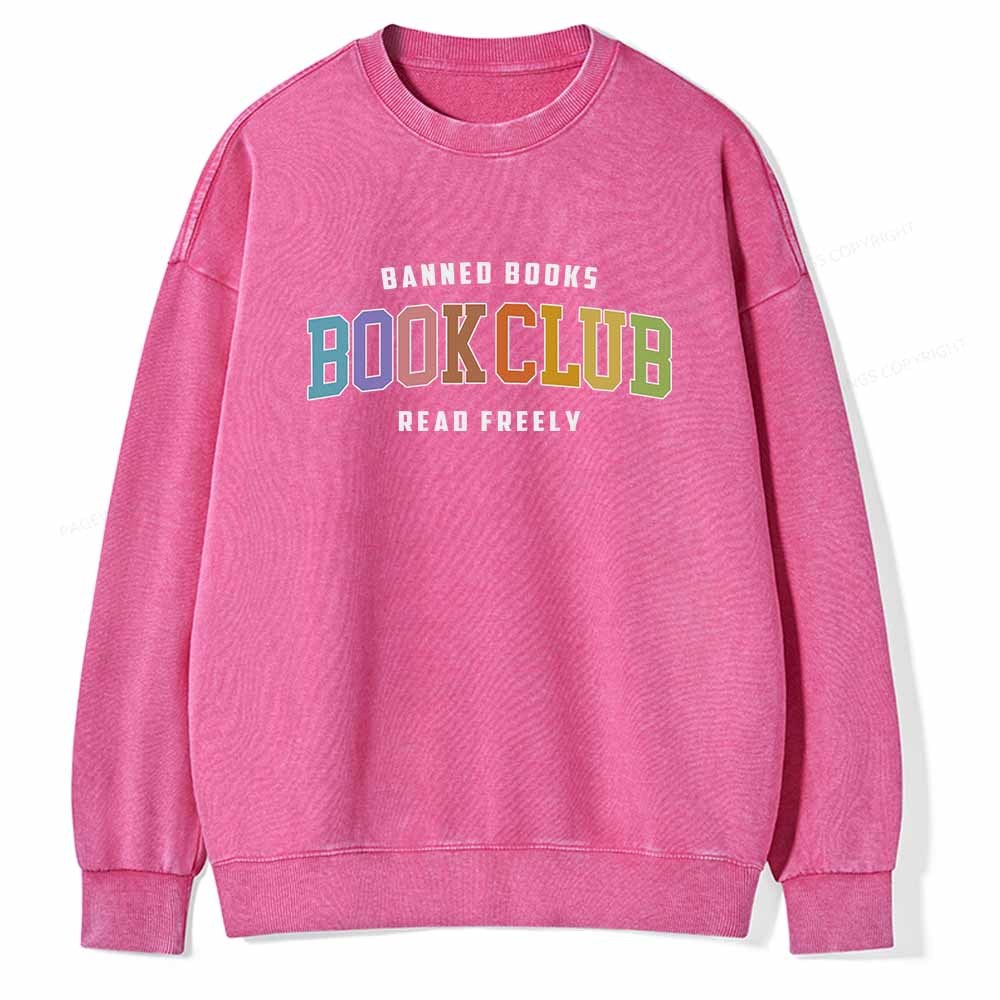 Pagewings Banned Book Book Club Unisex Washed Sweatshirt