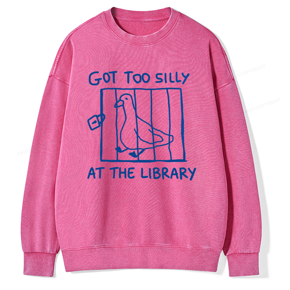 Pagewings Got Too Silly At The Library Unisex Washed Sweatshirt