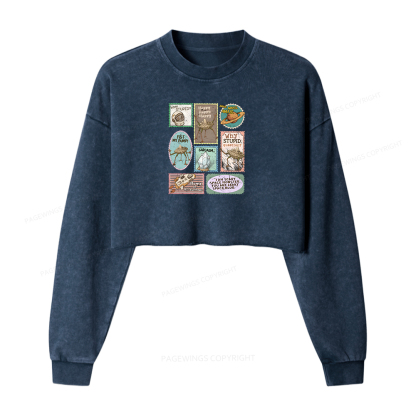 Pagewings Amaze Retro Sci-Fi Washed Crop Sweatshirt