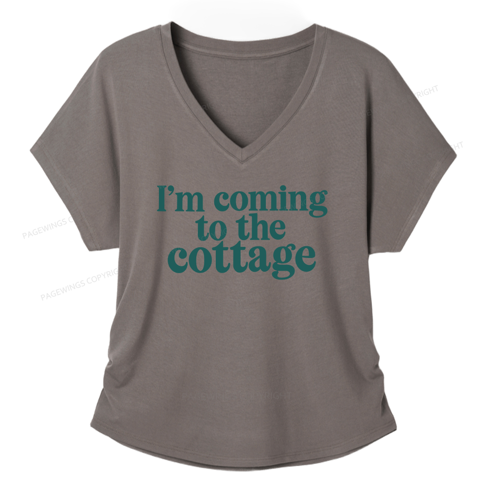Pagewings I'm Coming To The Cottage Soft Women's Modal V-neck T-shirt  