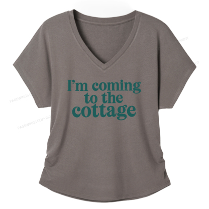 Pagewings I'm Coming To The Cottage Soft Women's Modal V-neck T-shirt  