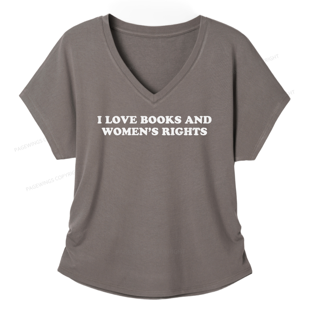 Pagewings I Love Books And Women's Rights Soft Women's Modal V-neck T-shirt  