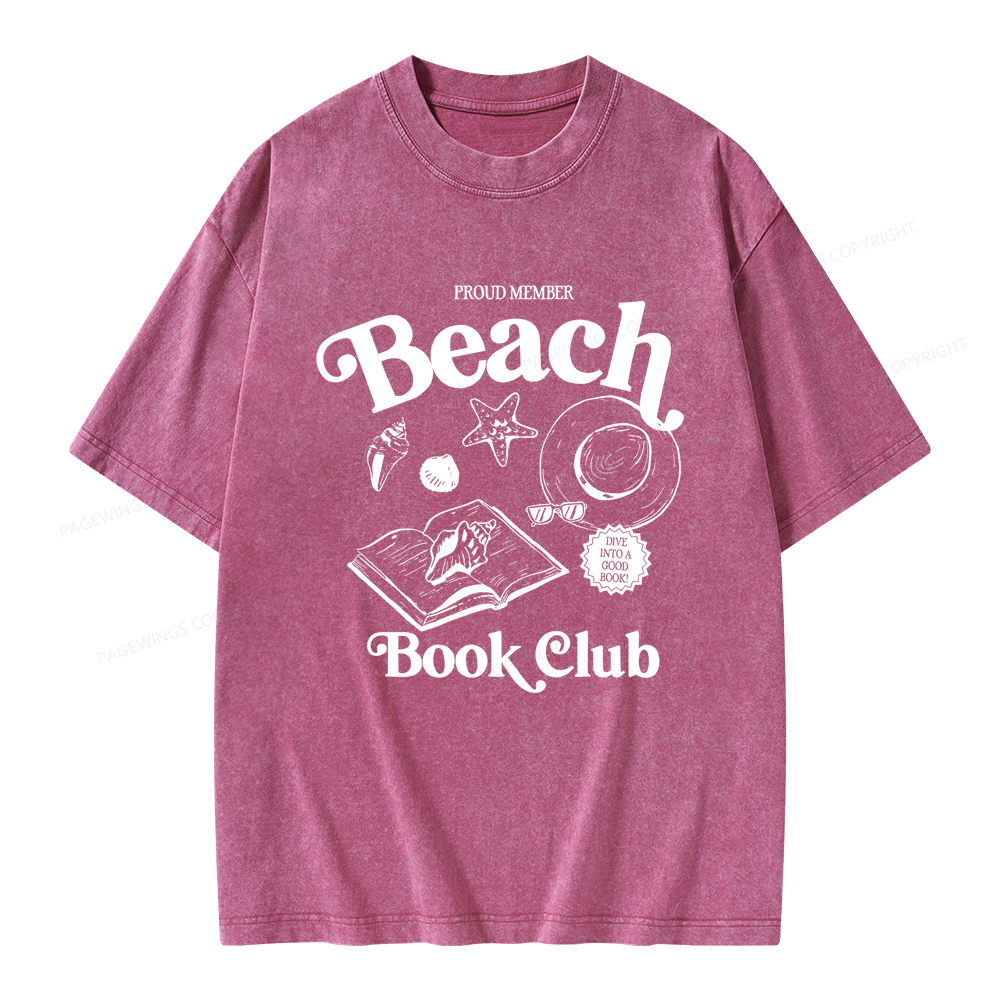 Pagewings Beach Book Club Unisex Washed T-shirt