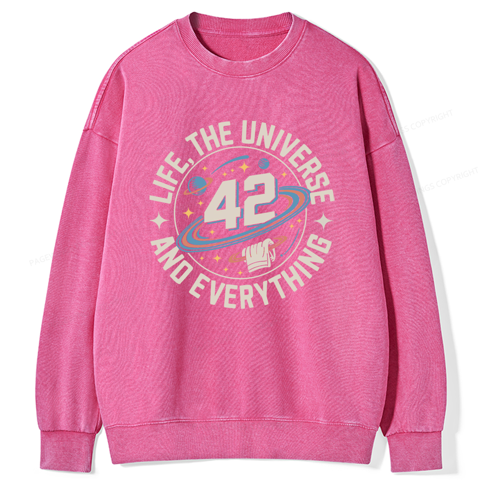 Pagewings Life The Universe And Everything Unisex Washed Sweatshirt