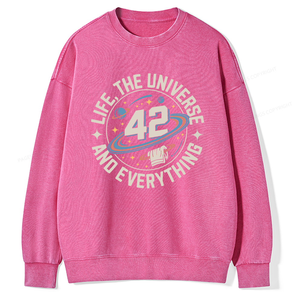 Pagewings Life The Universe And Everything Unisex Washed Sweatshirt