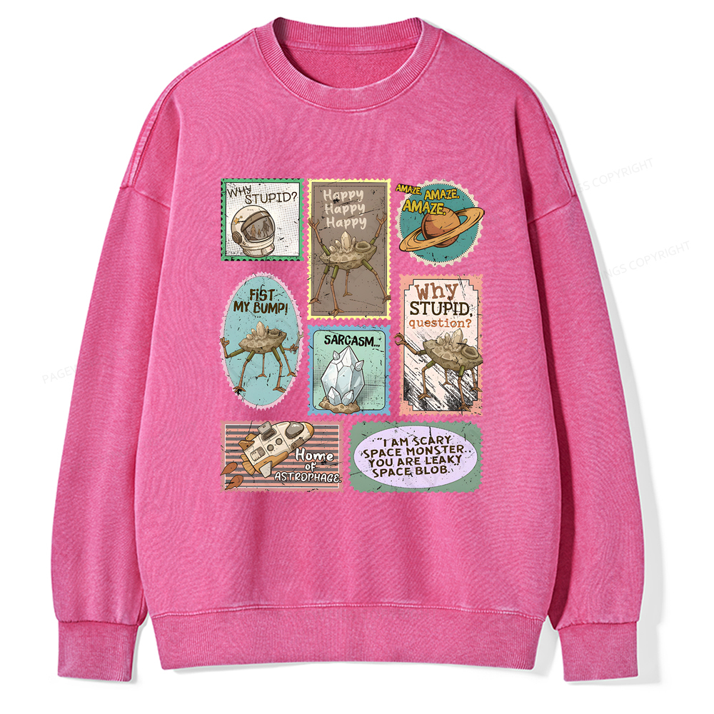Pagewings Amaze Retro Sci-Fi Unisex Washed Sweatshirt