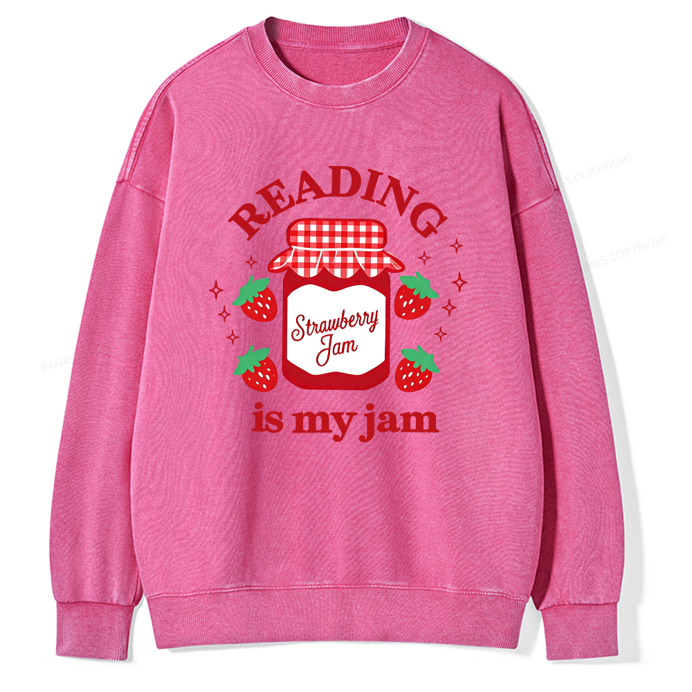 Pagewings Valentines Day Reading is My Jam Unisex Washed Sweatshirt