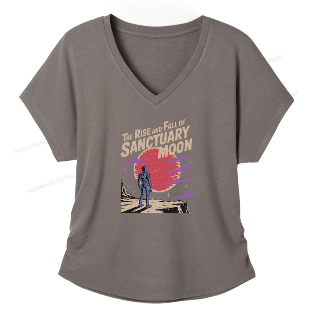 Pagewings The Rise And Fall Of Sanctuary Moon Soft Women's Modal V-neck T-shirt
