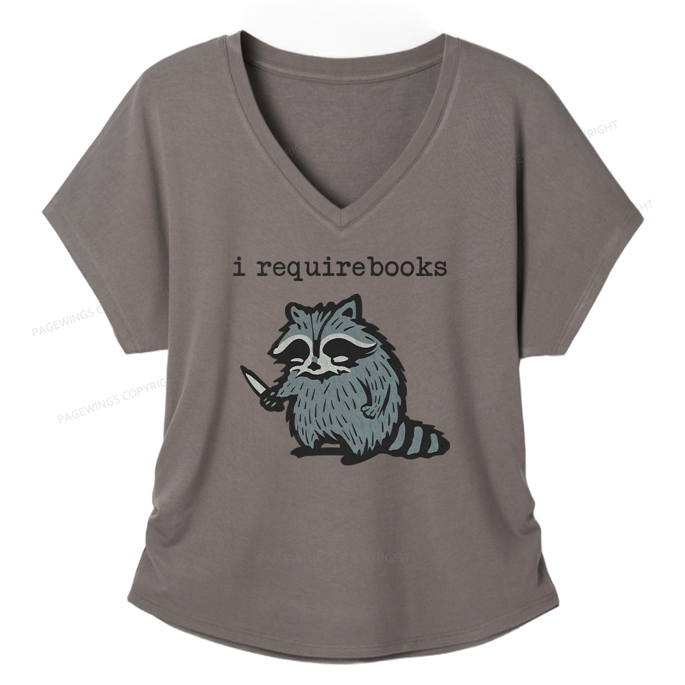 Pagewings I Require Books Soft Women's Modal V-neck T-shirt