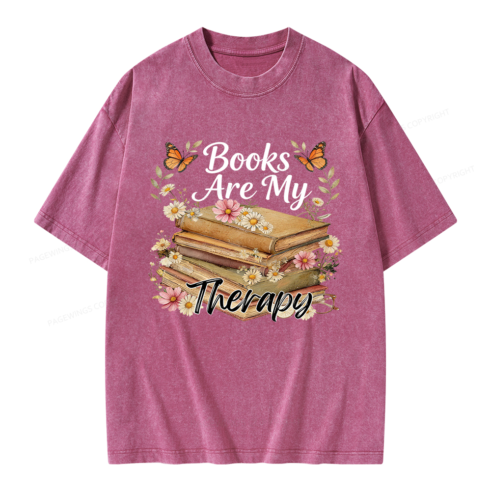 Pagewings Books Are My Therapy Unisex Washed T-shirt
