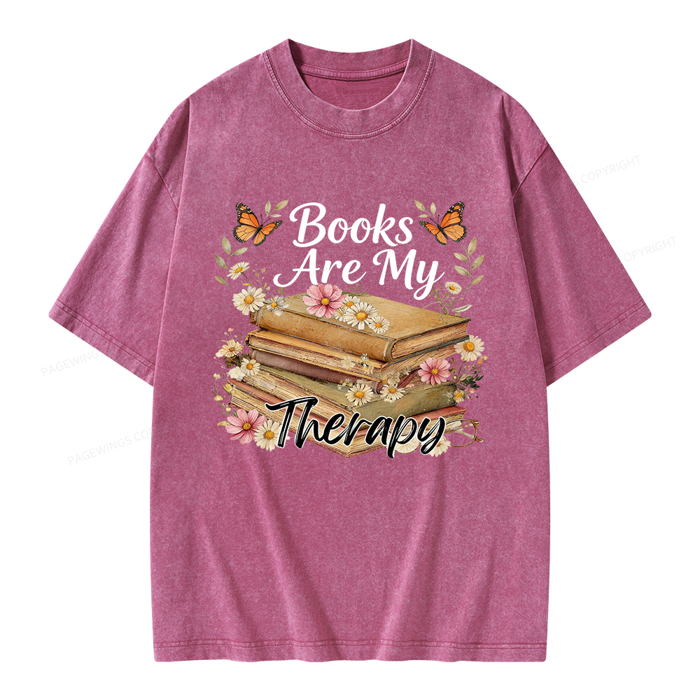 Pagewings Books Are My Therapy Unisex Washed T-shirt