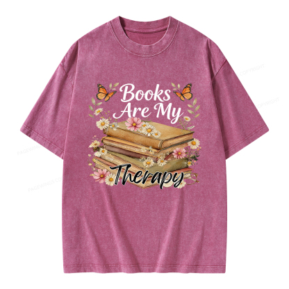 Pagewings Books Are My Therapy Unisex Washed T-shirt