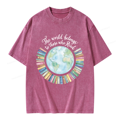 Pagewings The World Belongs to Those Who Read Unisex Washed T-shirt