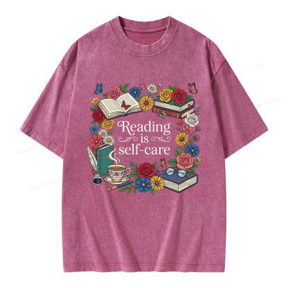 Pagewings Reading Is Self Care Unisex Washed T-shirt