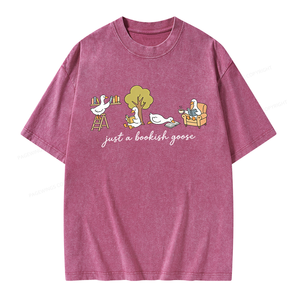 Pagewings Just A Bookish Goose Unisex Washed T-shirt