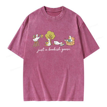 Pagewings Just A Bookish Goose Unisex Washed T-shirt