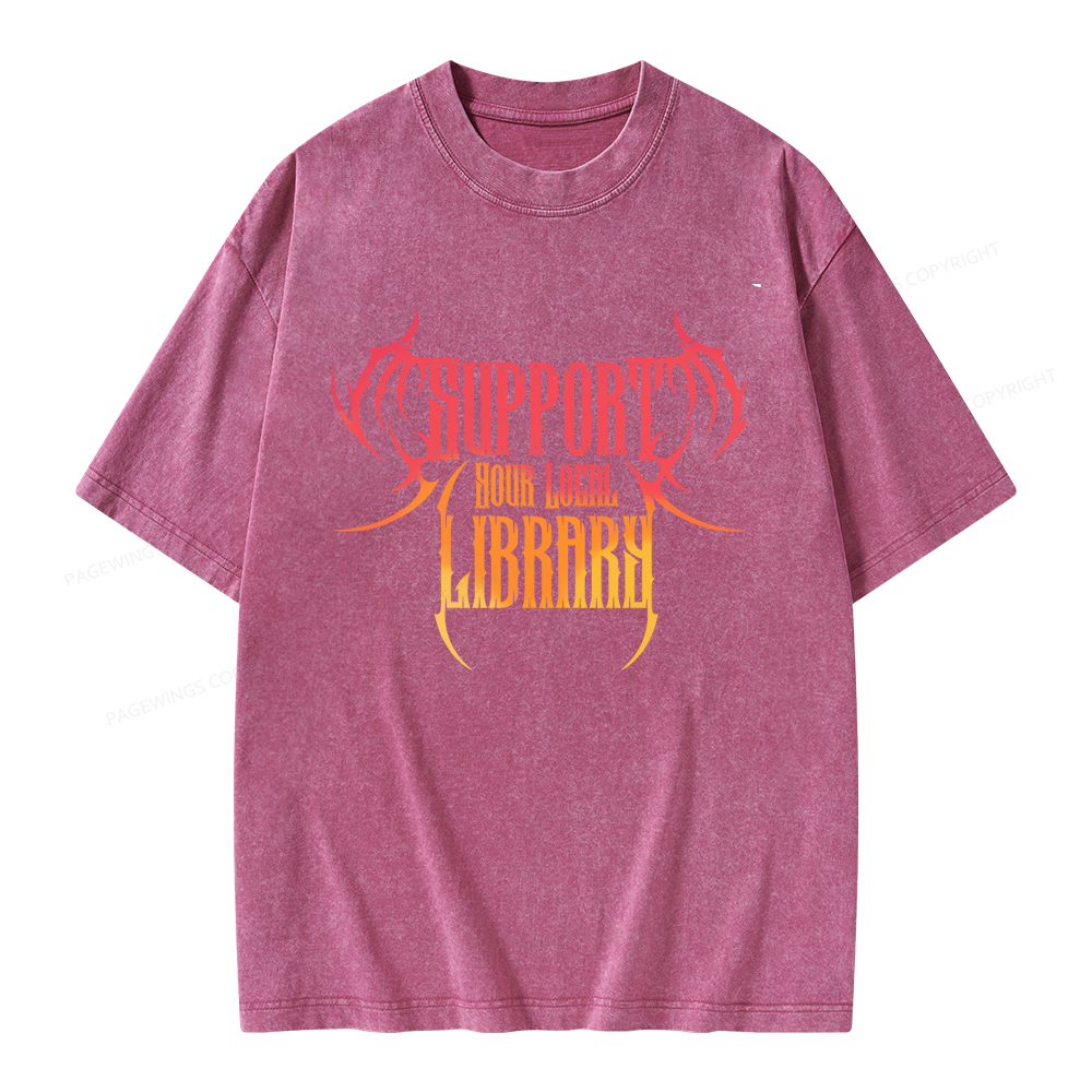 Pagewings Support Your Local Library Unisex Washed T-shirt