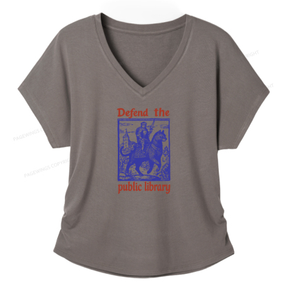 Pagewings Defend the Public Library Soft Women's Modal V-neck T-shirt  